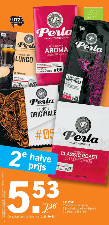 Perla   koffiecups, koffiebonen folder aanbieding bij  Albert Heijn - details