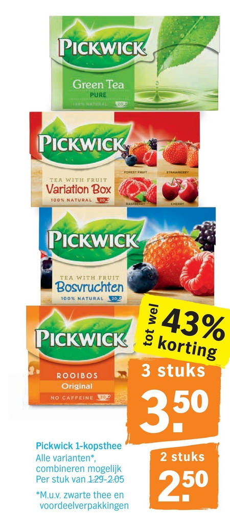 Pickwick thee aanbieding bij Albert Heijn - details