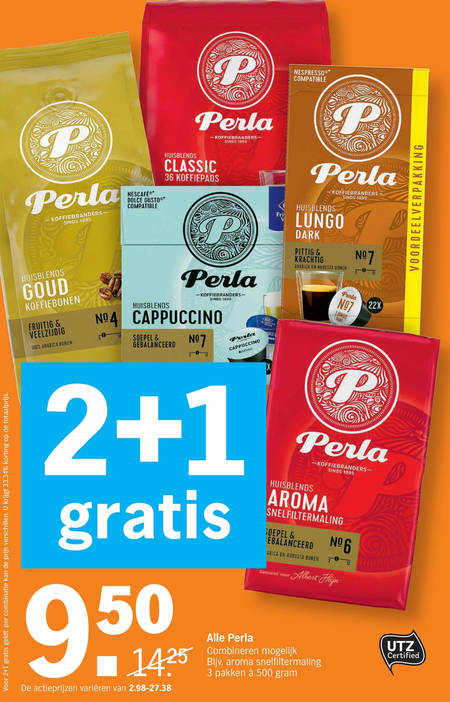 Perla   koffie, koffiebonen folder aanbieding bij  Albert Heijn - details