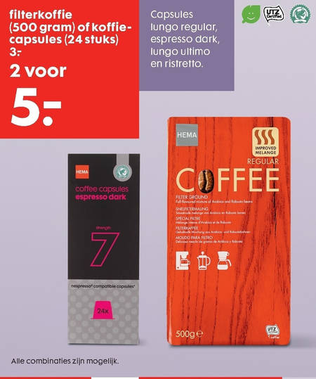 Hema huismerk   koffie, koffiecups folder aanbieding bij  Hema - details