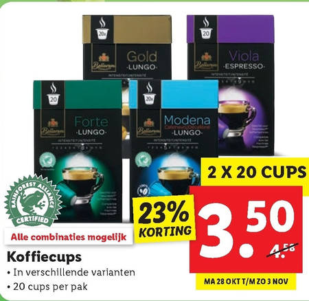 Bellarom koffiecups folder aanbieding bij Lidl -