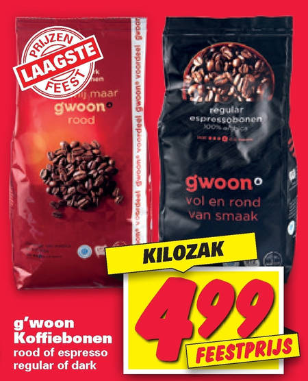 Gwoon   koffiebonen folder aanbieding bij  Nettorama - details