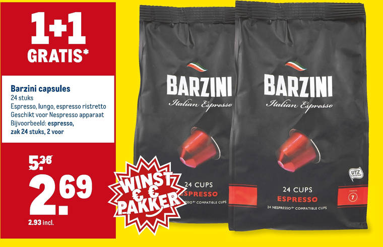 Barzini   koffiecups folder aanbieding bij  Makro - details