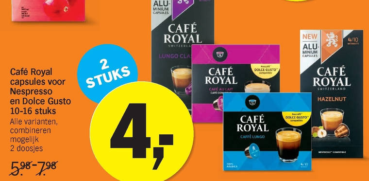 Cafe Royal   koffiecups, dolce gusto capsules folder aanbieding bij  Albert Heijn - details