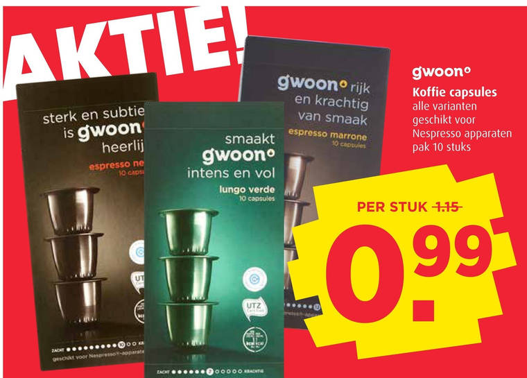 Gwoon   koffiecups folder aanbieding bij  Boni - details