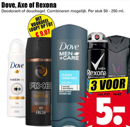 Dove   douchegel, deodorant folder aanbieding bij  Dirk - details