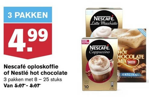 Nestle   chocolademelk, oploskoffie folder aanbieding bij  Hoogvliet - details