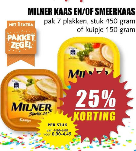 Milner   kaasplakken, smeerkaas folder aanbieding bij  MCD Supermarkt Basis - details