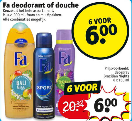 Fa   douchegel, deodorant folder aanbieding bij  Kruidvat - details