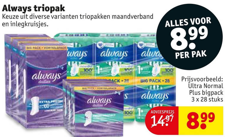 Always   inlegkruisjes, maandverband folder aanbieding bij  Kruidvat - details