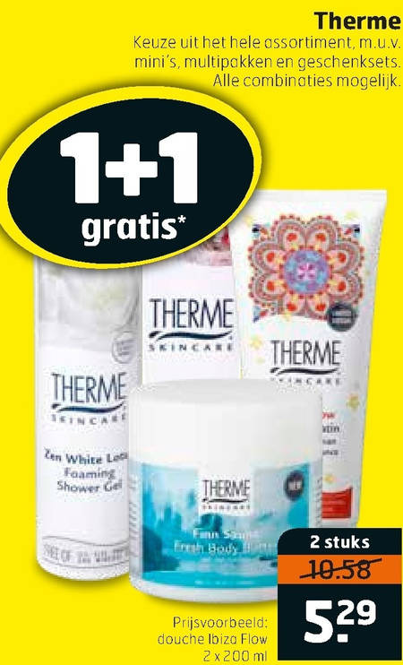 Therme   badolie, douchegel folder aanbieding bij  Trekpleister - details