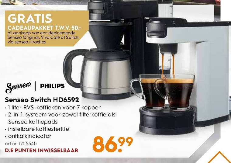 Philips   koffiezetapparaat, koffiepadmachine folder aanbieding bij  Blokker - details