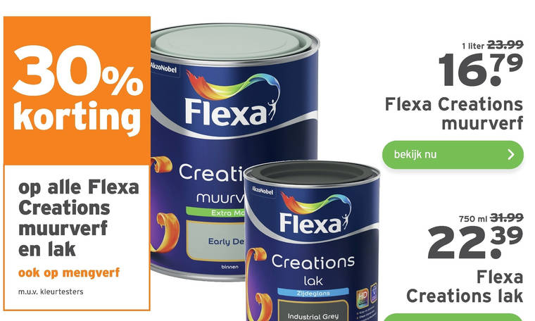 Flexa   mengverf, lak folder aanbieding bij  Gamma - details