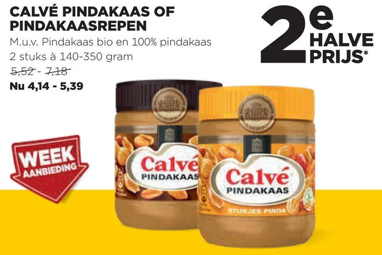 Calve   mueslireep, pindakaas folder aanbieding bij  Jumbo - details