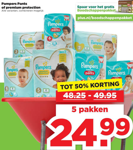 Pampers   luierbroekjes, luiers folder aanbieding bij  Plus - details