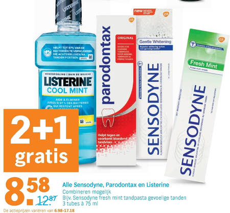 Sensodyne   tandpasta, mondwater folder aanbieding bij  Albert Heijn - details