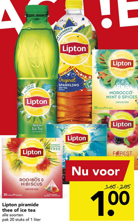 Lipton   ice tea, thee folder aanbieding bij  Deen - details