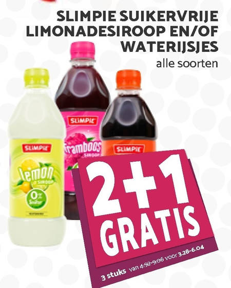 Slimpie   limonadesiroop, waterijs folder aanbieding bij  MCD Supermarkt Basis - details