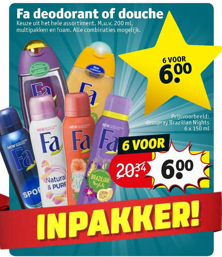 Fa   deodorant, douchegel folder aanbieding bij  Kruidvat - details