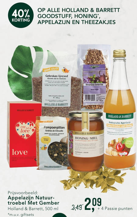 Holland and Barrett   amandelen, thee folder aanbieding bij  Holland & Barrett - details