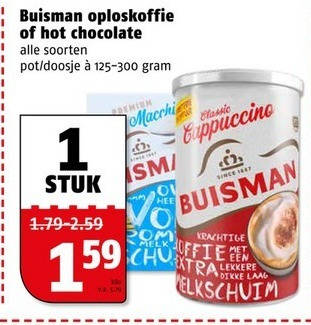 Buisman   oploskoffie, chocolademelk folder aanbieding bij  Poiesz - details