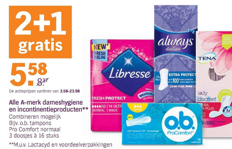 Alle merken   inlegkruisjes, dameshygiene folder aanbieding bij  Albert Heijn - details