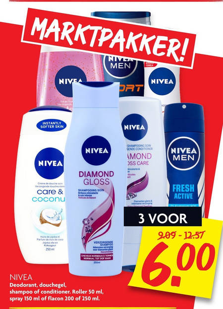 Nivea   douchegel, deodorant folder aanbieding bij  Dekamarkt - details