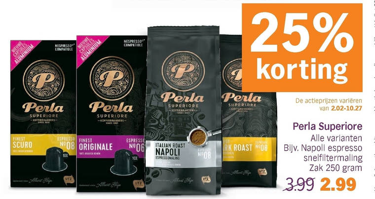 Perla   koffiebonen folder aanbieding bij  Albert Heijn - details