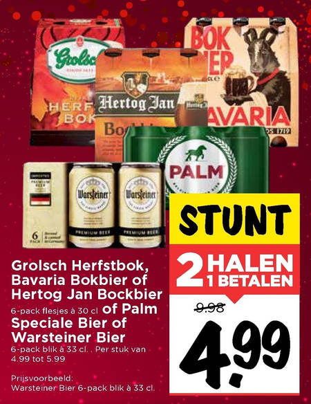 Warsteiner   blikje bier, bokbier folder aanbieding bij  Vomar - details