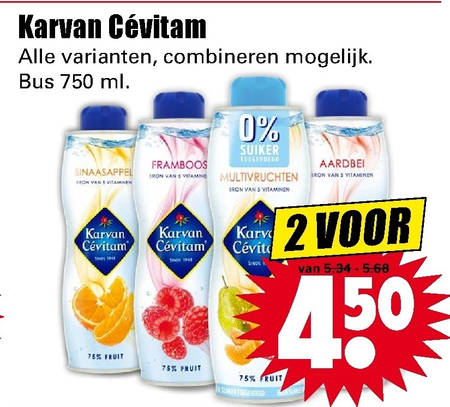 Karvan Cevitam   limonadesiroop folder aanbieding bij  Dirk - details