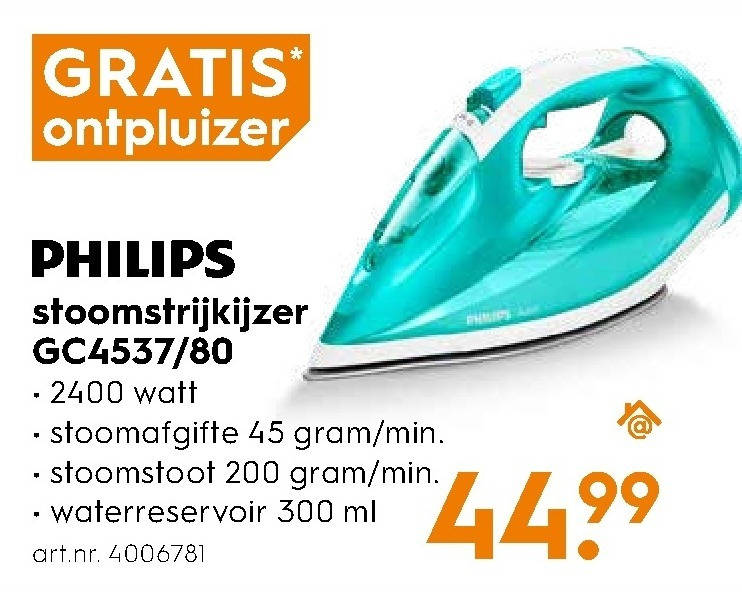 Philips   stoomstrijkijzer folder aanbieding bij  Blokker - details