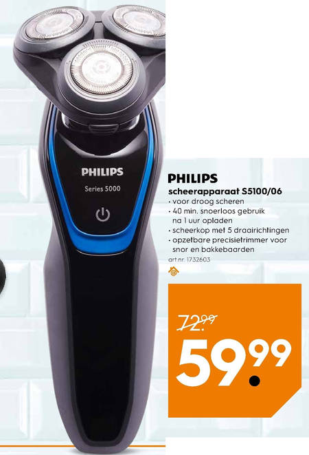 Philips   elektrisch scheerapparaat folder aanbieding bij  Blokker - details