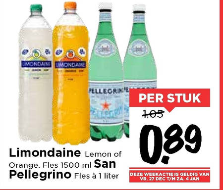 Limondaine   fruitdrank, mineraalwater folder aanbieding bij  Vomar - details