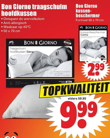 hoofdkussen, folder aanbieding bij Dirk details