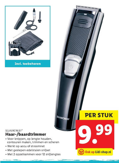 SilverCrest   baardtrimmer folder aanbieding bij  Lidl - details