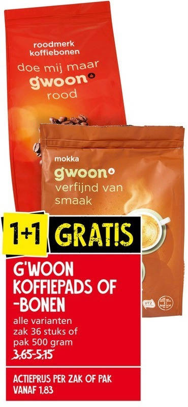 Gwoon   koffiepad, koffiebonen folder aanbieding bij  Jan Linders - details