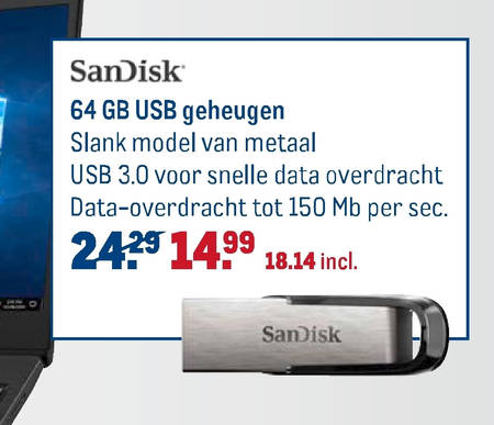 SanDisk   usb stick folder aanbieding bij  Makro - details