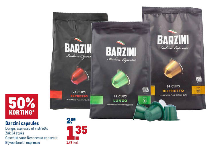 Barzini   koffiecups folder aanbieding bij  Makro - details