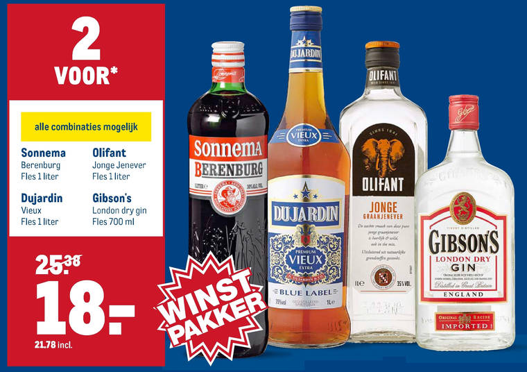 Gibsons   berenburg, vieux folder aanbieding bij  Makro - details