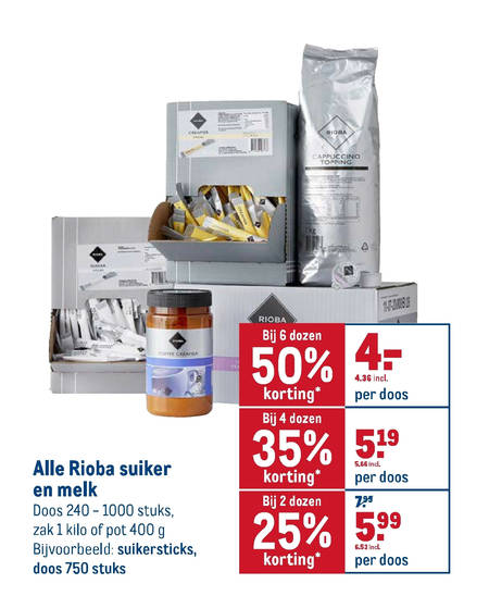 Rioba   suiker, koffiecreamer folder aanbieding bij  Makro - details