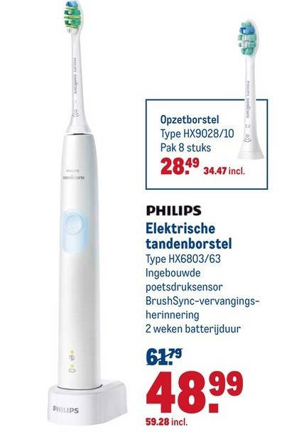 Philips   electrische tandenborstel, opzetborstel folder aanbieding bij  Makro - details