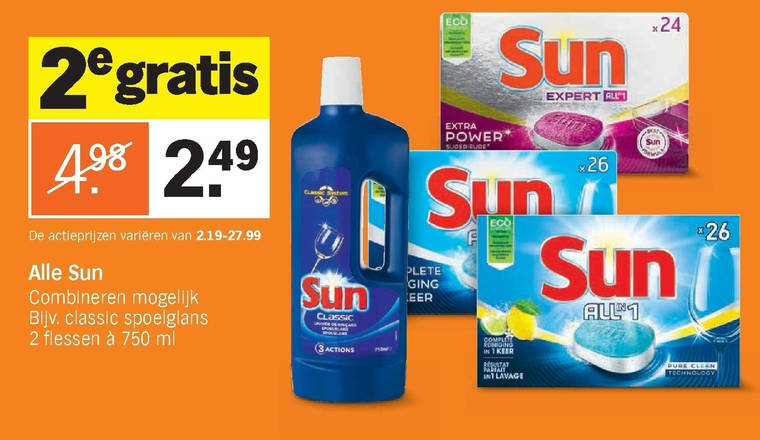 Sun   vaatwasmachinereiniger, vaatwasmiddel folder aanbieding bij  Albert Heijn - details