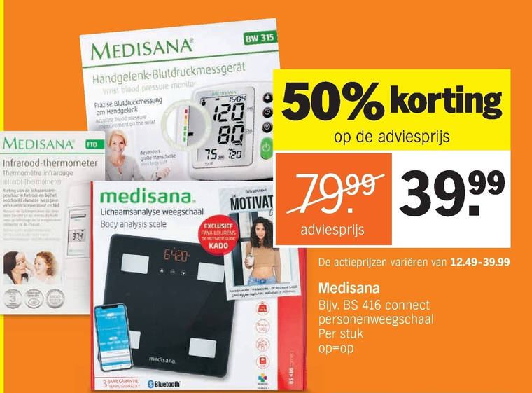 Medisana   bloeddrukmeter, weegschaal folder aanbieding bij  Albert Heijn - details