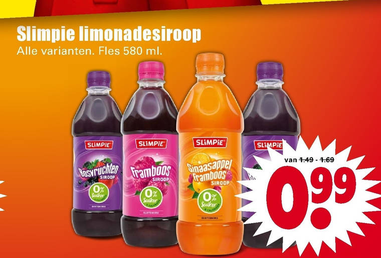 Slimpie   limonadesiroop folder aanbieding bij  Dirk - details