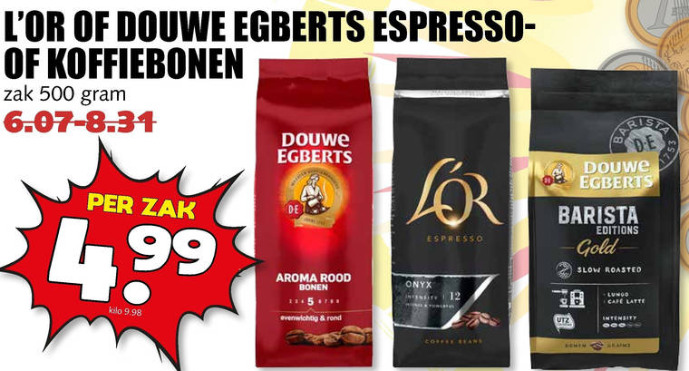 Douwe Egberts L Or   koffiebonen folder aanbieding bij  MCD Supermarkt Basis - details