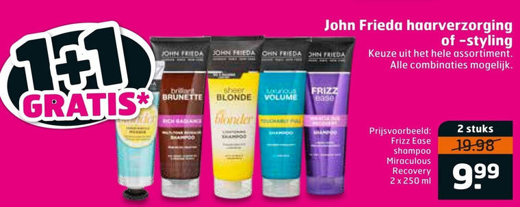 John Frieda   haarverzorging, shampoo folder aanbieding bij  Trekpleister - details