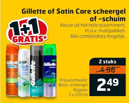 Gillette   scheergel, scheerschuim folder aanbieding bij  Trekpleister - details