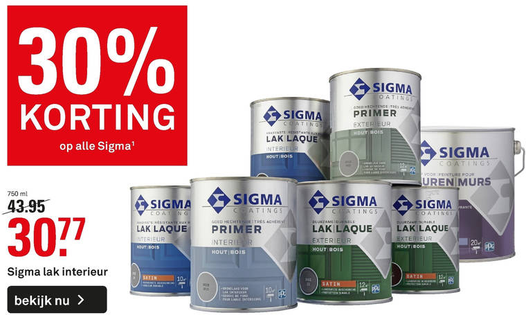 Sigma lak, muurverf folder aanbieding bij Karwei -