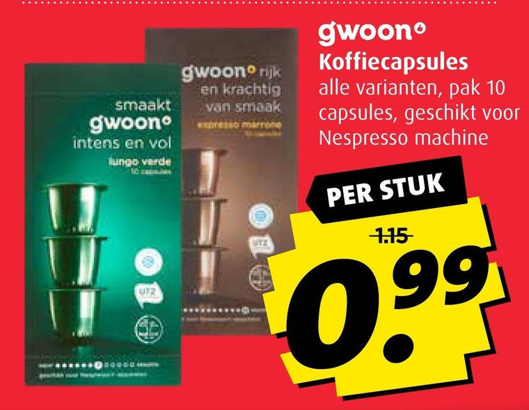 Gwoon   koffiecups folder aanbieding bij  Boni - details