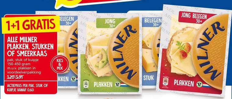 Milner   smeerkaas, kaasplakken folder aanbieding bij  Jan Linders - details